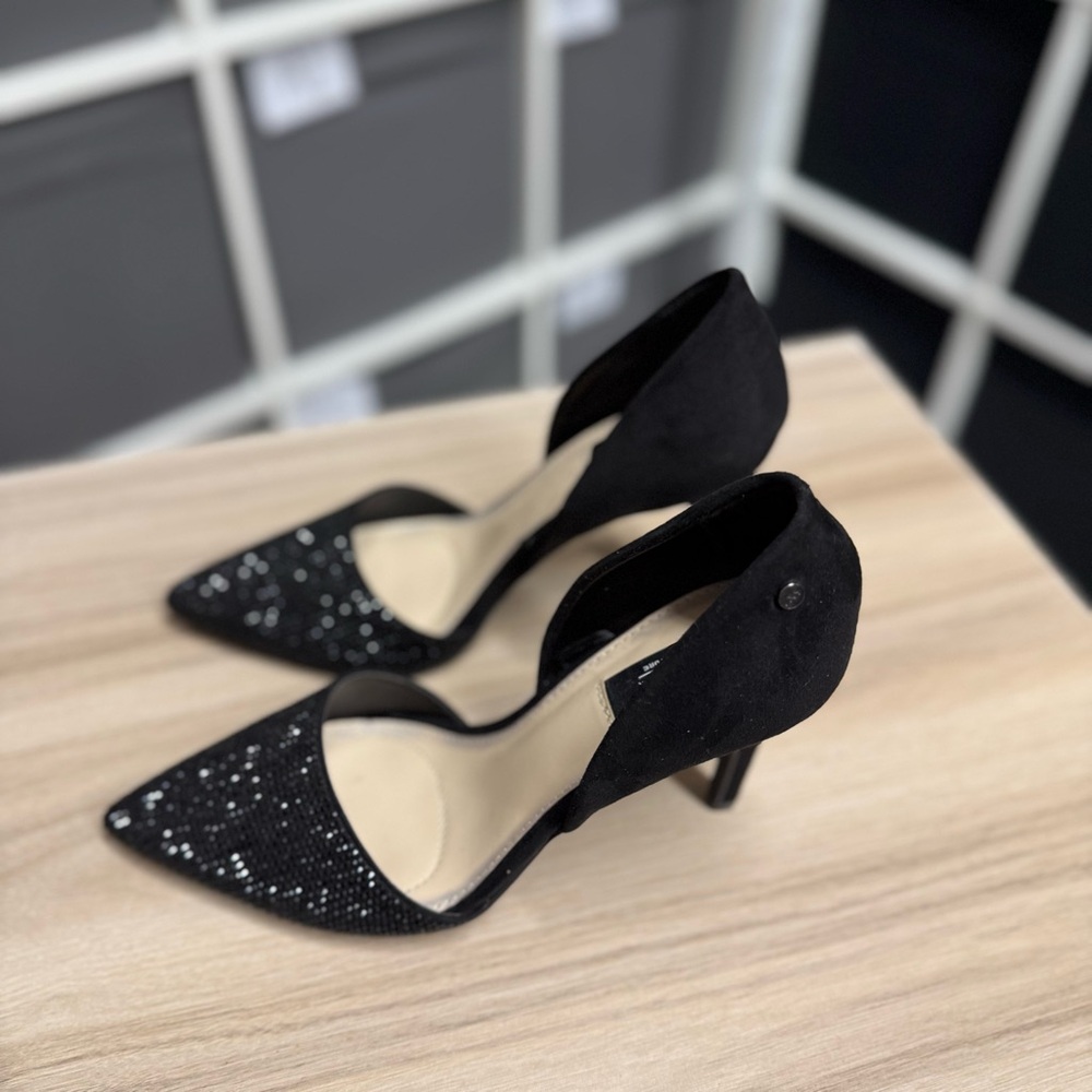 Jones New York Catie Pointy Toe Dress Pumps Rhinestone Elegant Black Heels - Picture 5 of 11